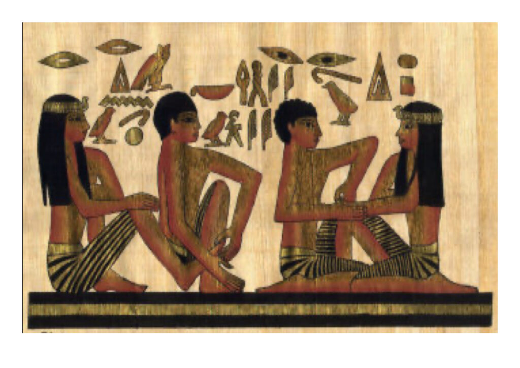 Reflessologia plantare Egitto. Qui sono donne a essere massaggiate. Le immagini dello sfondo rimangono invariate.